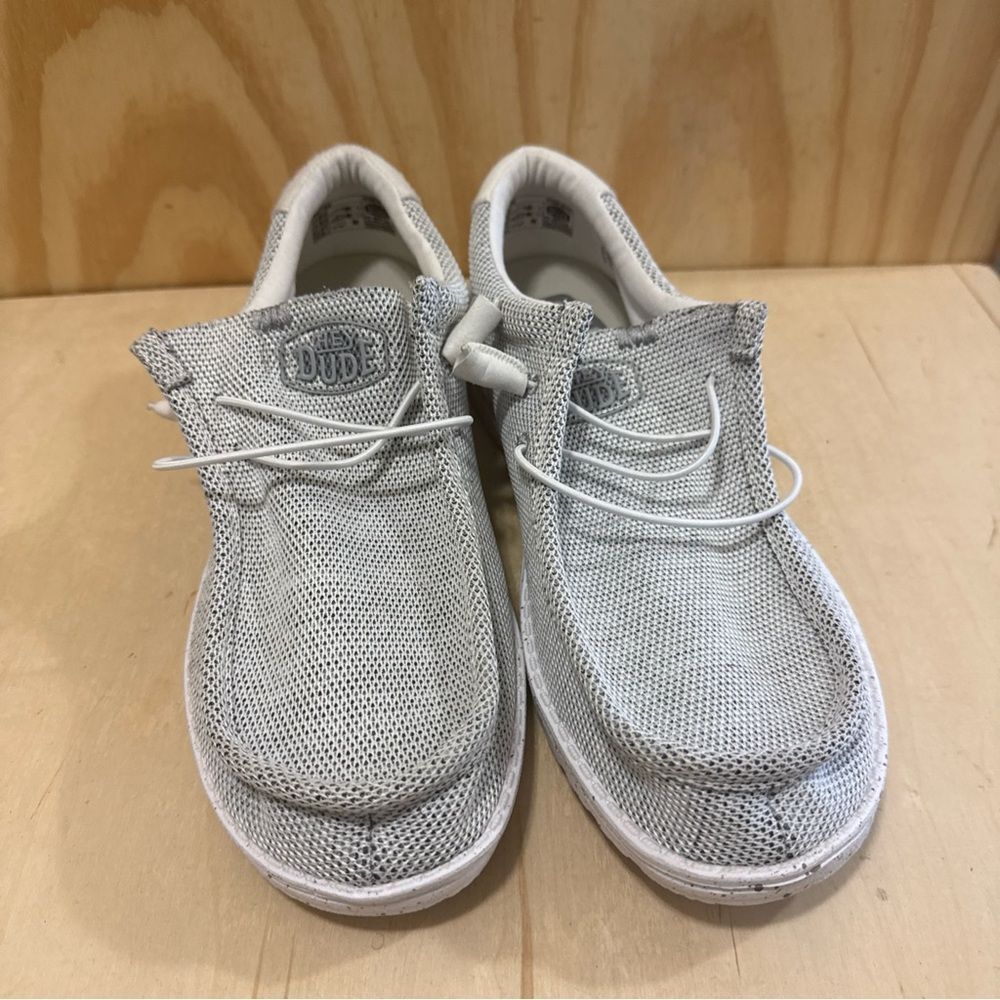 Hey Dude Shoes Wendy Sox Women’s Size 14 Stone White Slip On Loafer Grey Fabric